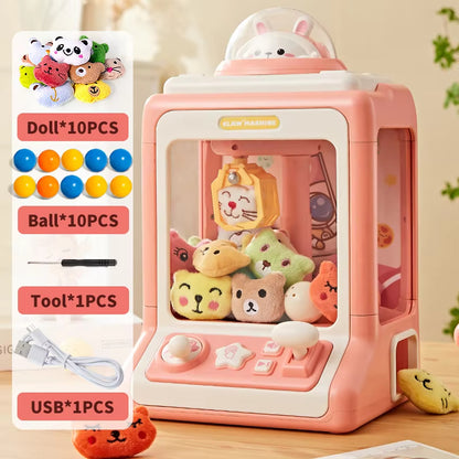 Kids DIY Electric Claw Machine Girl Grab Mini Doll Clip Gashapon Music Crane Game Children Toy