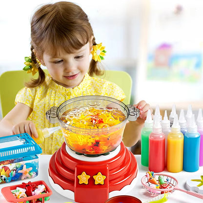 Hot Pot Cooking Toys Kitchen Playset DIY Hot Pot Machine Toys Pretend Bubble Sound Light Educational Toy for Girls