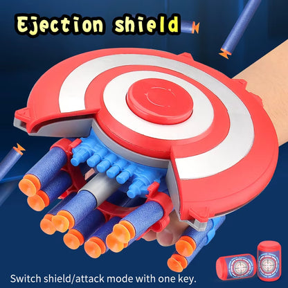 Soft Bullets Launcher Children Deformation Toy Wrist Launcher Shield Shooting Toy Safety Battle Sucker Toy Gun