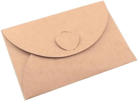 15PCS Kraft Mini Envelope Gift Card Holder with Heart Clasp