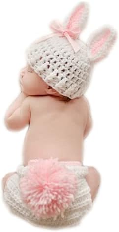 Vedory Newborn Baby Bunny Rabbit Crochet Posing Prop Set