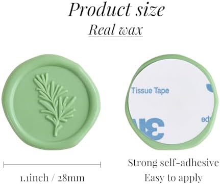 UNIQOOO Wax Seal Stickers Rosemary Design 50 Pcs Moss Green