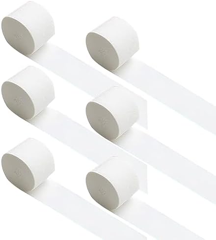 Xiksxitn 6 Rolls White Crepe Paper Streamers