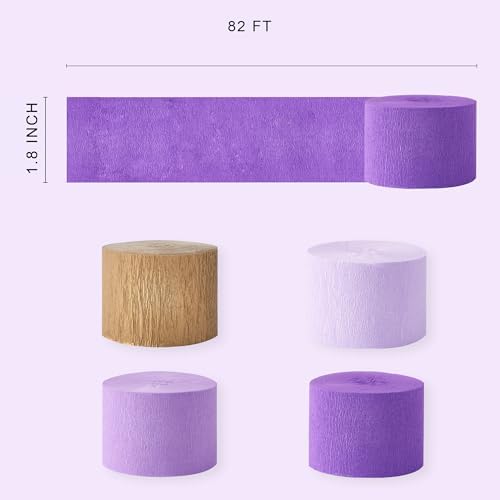 Purple Gold Crepe Paper Streamers 8 Rolls 18 Inch x 82 Ft
