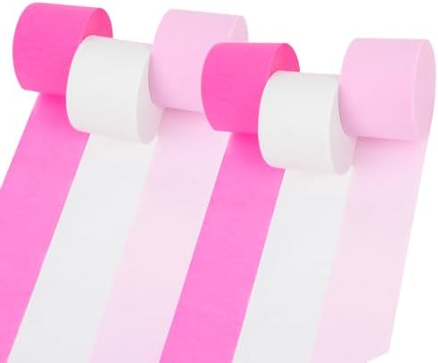MAQIHAN Pink Crepe Paper Streamers 6 Rolls 492ft