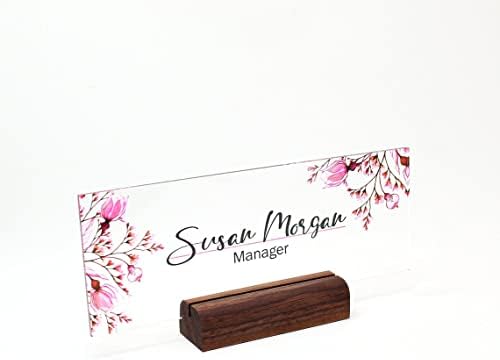 Teacher Desk Nameplate with Acrylic and Wood Base