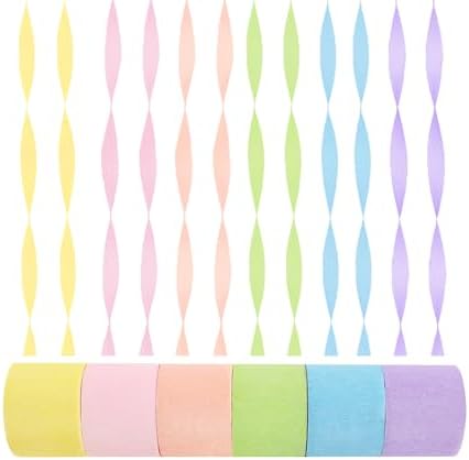 Crepe Paper Streamers 6 Rolls Pastel Rainbow