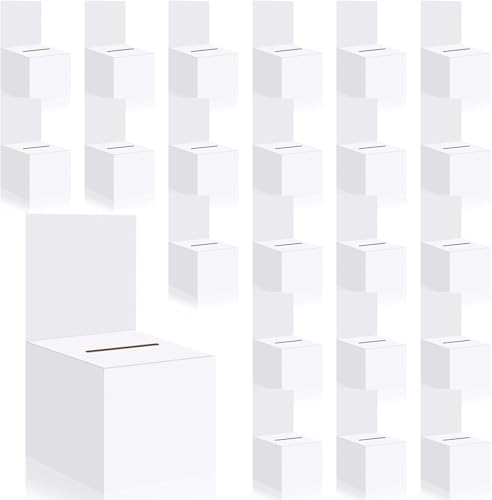 White Raffle Boxes 24 PCS 6x6x6 Inch Cardboard Suggestion Boxes