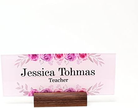 Classy Executive Pink Desk Name Plate with Custom Text