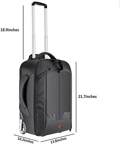 Wheeled Camera Backpack 20 with Telescoping Handle and Detachable Compartments