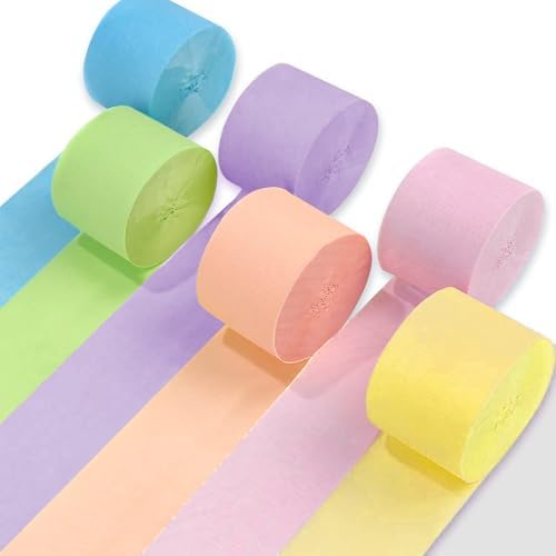 Crepe Paper Streamers 6 Rolls Pastel Rainbow