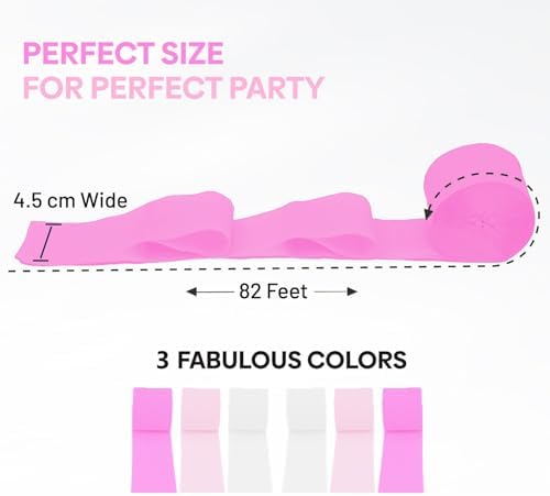 6 Crepe Paper Streamer Rolls Pink White Party Decorations