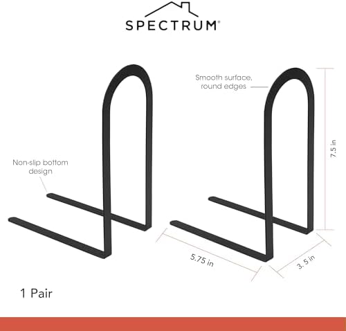 Spectrum Elements Book Ends Large Black Modern Metal