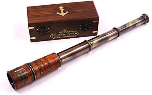 Handcrafted Brass Nautical Telescope with Box