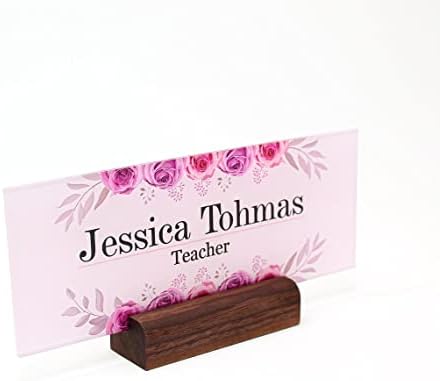 Classy Executive Pink Desk Name Plate with Custom Text