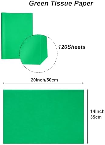 120 Sheets Green Tissue Paper for Gift Wrapping and Crafting