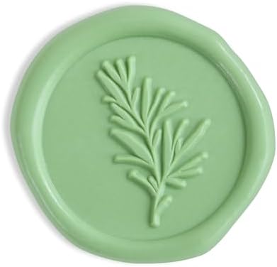 UNIQOOO Wax Seal Stickers Rosemary Design 50 Pcs Moss Green