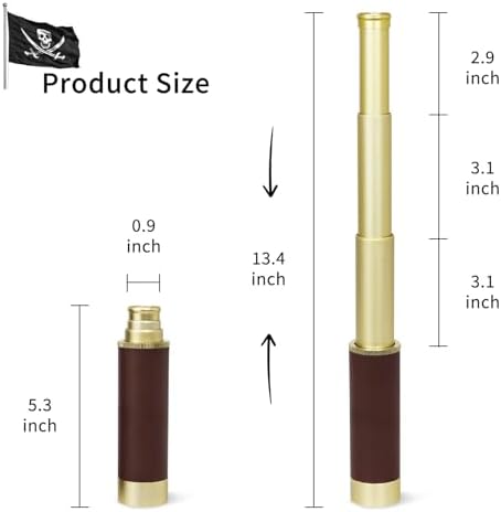 NewDoar 25x30 Zoom Monocular Pirate Telescope - Waterproof Aluminum Alloy Brass Adjustable