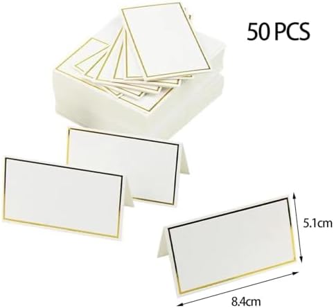 50Pcs Gold Foil Wedding Place Cards with Tent Design
