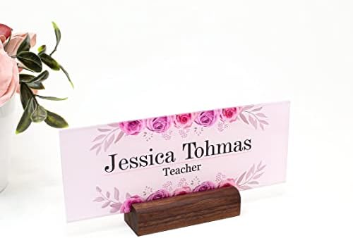 Classy Executive Pink Desk Name Plate with Custom Text