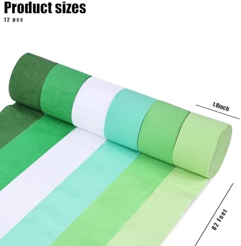 Koogel 12 Rolls Green and White Crepe Paper Streamers