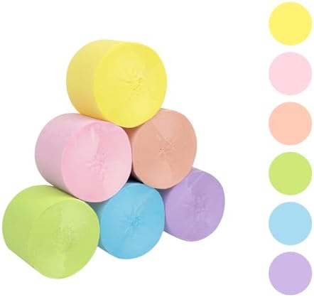 Crepe Paper Streamers 6 Rolls Pastel Rainbow