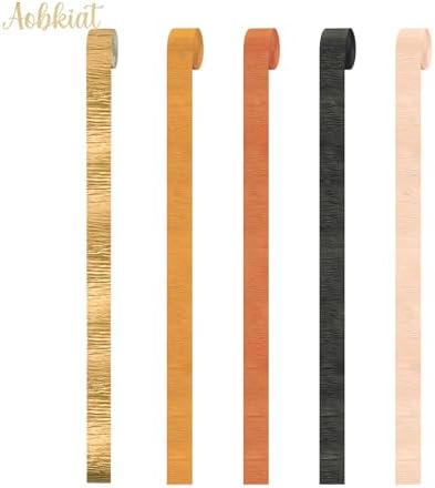 AOBKIAT Crepe Paper Streamers 5 Rolls for Fall Decorations