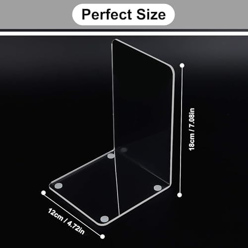 MerryNine Clear Book Ends 2pcs for Heavy Books