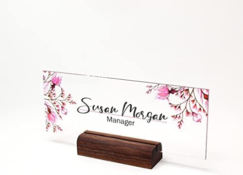 Teacher Desk Nameplate with Acrylic and Wood Base