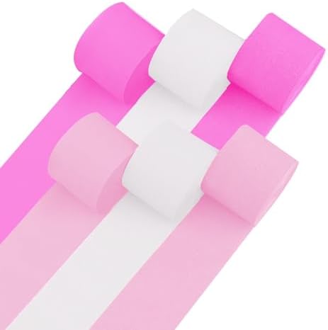 6 Crepe Paper Streamer Rolls Pink White Party Decorations
