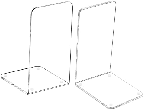 MerryNine Clear Book Ends 2pcs for Heavy Books