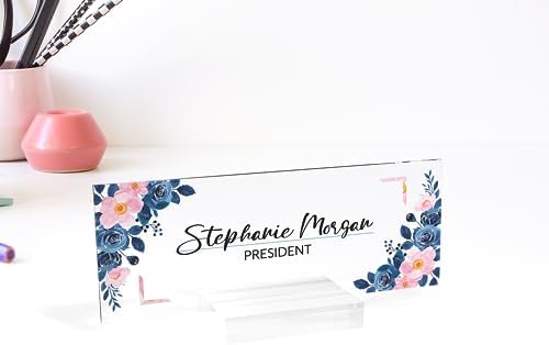 Personalized Desk Name Plate with Wood Base