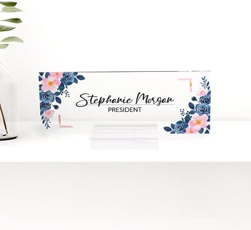 Personalized Desk Name Plate with Wood Base
