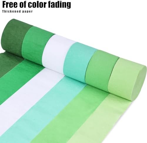 Koogel 12 Rolls Green and White Crepe Paper Streamers