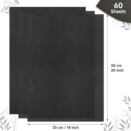 Naler Black Tissue Paper 60 Sheets 14x20 Inch for Art Crafts