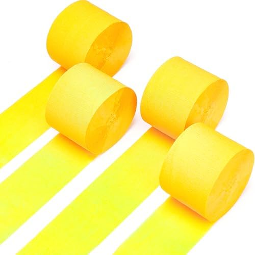 PartyWoo Crepe Paper Streamers 4 Rolls Yellow