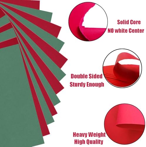 Baisunt 20 Sheets Red and Dark Green Cardstock for Christmas DIY Crafts
