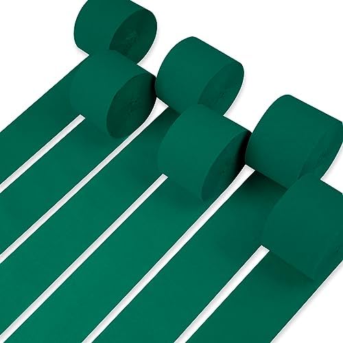 PartyWoo Green Crepe Paper Streamers 6 Rolls 492 Ft Pack