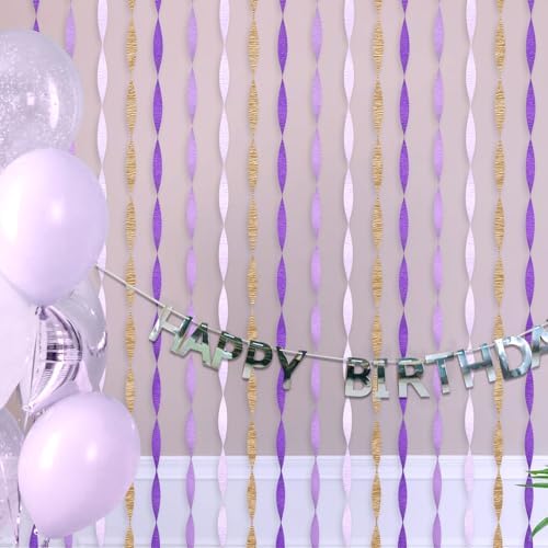 Purple Gold Crepe Paper Streamers 8 Rolls 18 Inch x 82 Ft