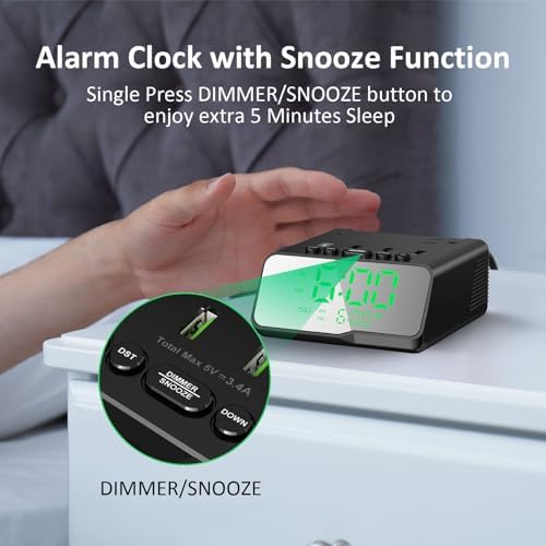 Kungfuking Electronic Alarm Clock with USB Power Strip