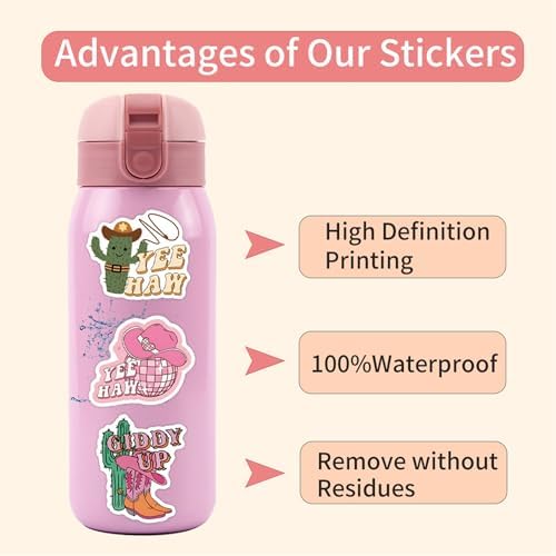 Disco Cowgirl Stickers 110PCS Pack Pink Vinyl Decals