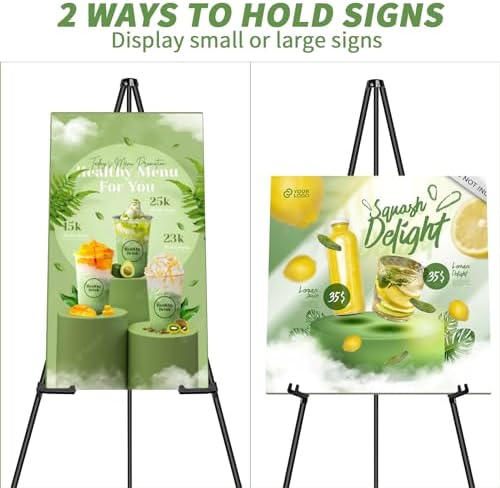 PUJIANG 2 Pack Folding Easel Stand for Signs and Art Displays