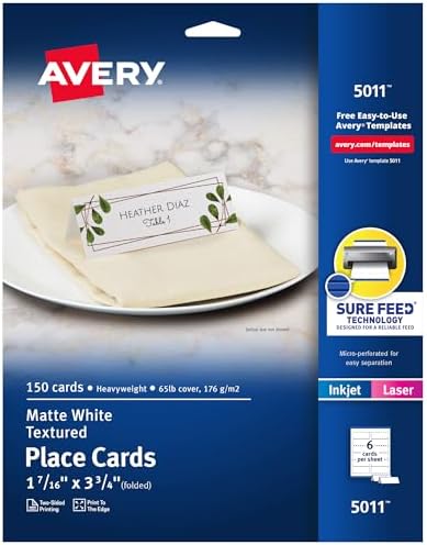 Avery 150 Blank Tent Cards with Sure Feed Technology