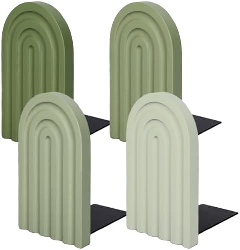 Whaline 4Pcs Rainbow Wooden Bookends for Home Office Library