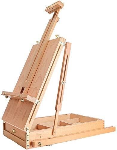 Large Beech Wood Artist Easel with Drawer Red