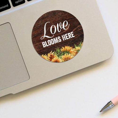 3in Round Label Stickers 100pcs Love Blooms Here Quotes