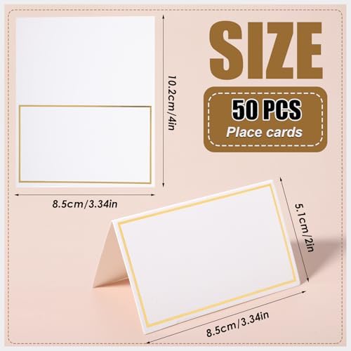 50 Pcs Gold Foil Border Table Cards for Events