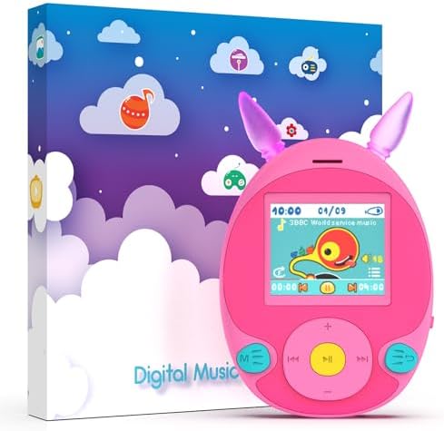 Wiwoo 64GB Kids MP3 Player with Bluetooth and LED Lights