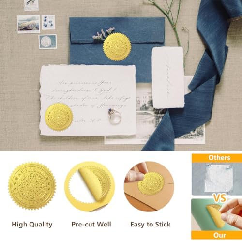 Peacoblue Gold Foil Santa Claus Seals 2 Inch 100Pcs