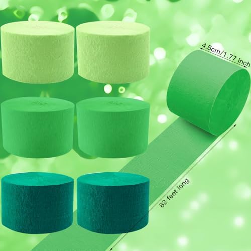 PheiLa Green Crepe Paper Streamers 6 Rolls 492ft